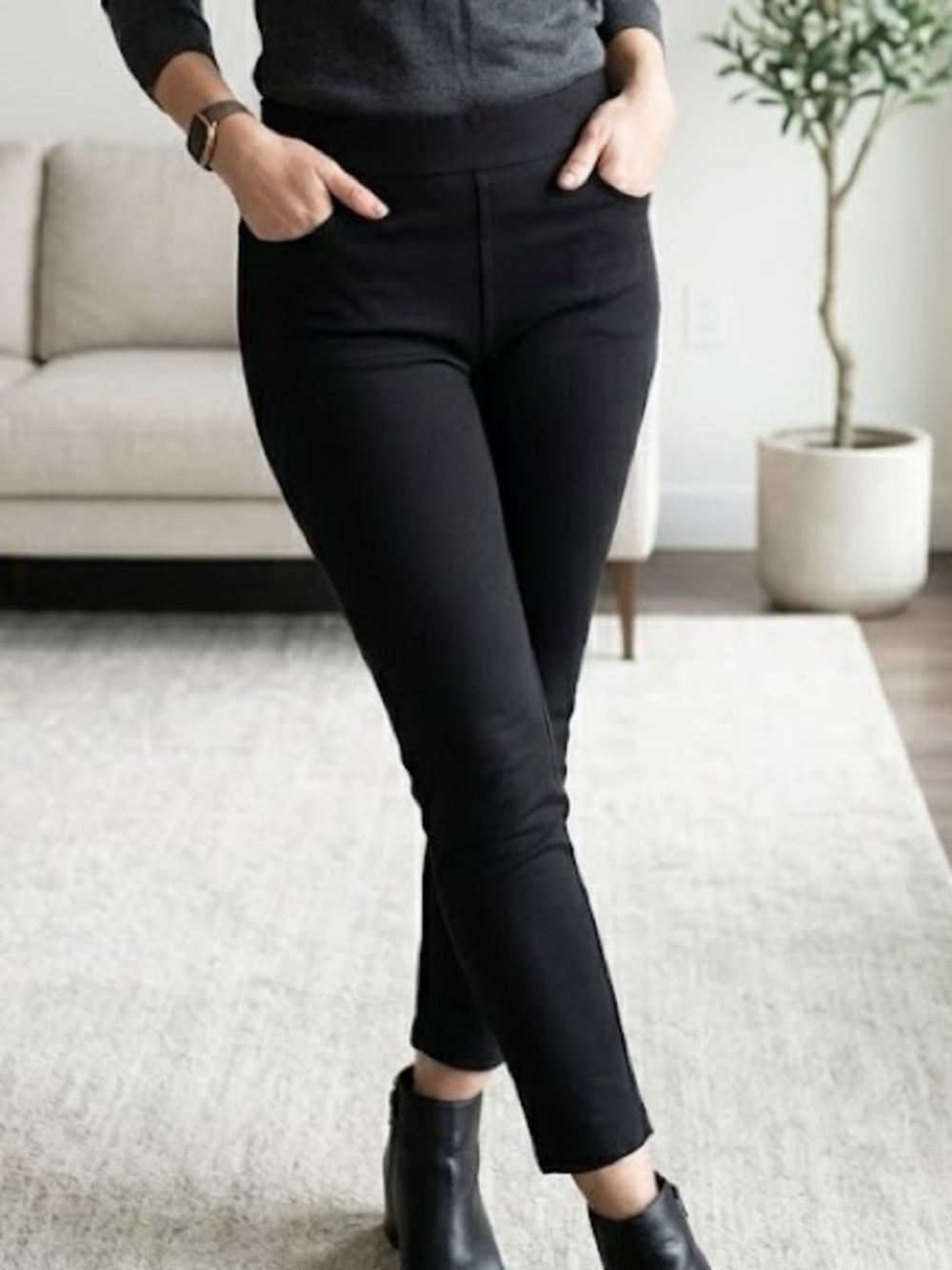 Zac & Rachel Black Millennium Pull-On Stretchy Skinny Pants - Size Larger